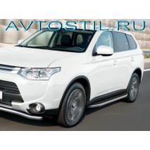 Outlander Пороги подножки площадки с резиновой накладкой Premium
