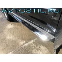 Pajero Sport Пороги труба с проступью 76 мм с алюминиевым листом