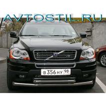 XC90 Защита переднего бампера труба двойная 76/60 мм нержавейка