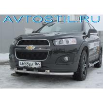 Captiva 2012 Защита переднего бампера труба 57 мм c декором нержавейка