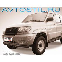 Uaz Patriot Защита переднего бампера труба двойная 76/42 мм черная