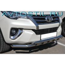Fortuner 2017 Передняя защита труба двойная 60/60 мм с перемычками нержавейка