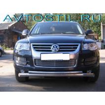 Touareg 2006-2010 Накладка на решетку радиатора нержавейка 5ч.