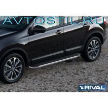 Qashqai +2 Пороги подножки площадки с резиновой накладкой Premium