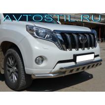 Prado 150 Защита переднего бампера двойная 60/60 мм с пластинами нержавейка