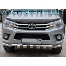 Hilux Защита переднего бампера 60 мм волна с доп. накладками нержавейка