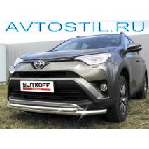 RAV4 Защита переднего бампера труба двойная 60/42 мм нержавейка