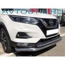 Qashqai Защита переднего бампера труба двойная d60/42 длинная нержавейка