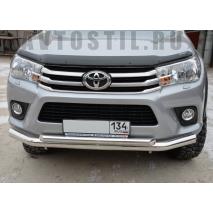 Hilux Передняя защита бампера труба двойная 76/60 мм нержавейка
