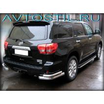 Sequoia 2008 Задняя защита бампера углы двойные 76/53 мм нержавейка