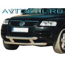 Touareg 2003-2006 Защита переднего бампера труба двойная d76/42 мм