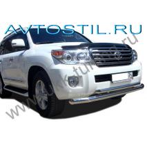 Land Cruiser 200 Защита переднего бампера труба двойная 60/42 мм нержавейка