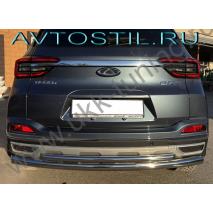 Tiggo 5X Защита заднего бампера труба 60/42 мм двойная нержавейка