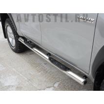 Hilux Пороги труба 76 мм с накладками нержавейка