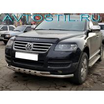 Touareg 2007 Передняя защита труба двойная 60/42 мм с перемычками