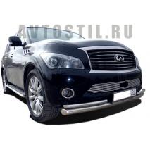 QX56 Защита переднего бампера труба двойная 76/42 мм нержавейка