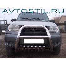 Uaz Patriot Кенгурятник высокий с защитой картера 76/42 мм нержавейка