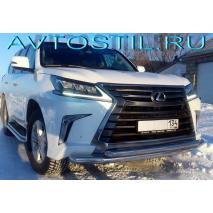 LX 570 450 Передняя защита труба двойная 76/60 мм нержавейка