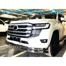 Land Cruiser 300 Передняя защита 76/60/42 мм труба двойная с ребрами нержавейка