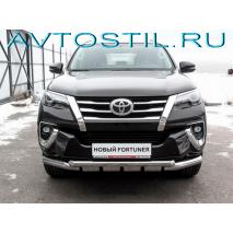 Fortuner 2015 Передняя защита бампера 76/d60 мм двойная с профильной ЗК