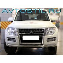 Pajero 4 Передняя защита бампера труба 76 мм нержавейка
