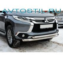 Pajero Sport Передняя защита труба двойная 76/75x42 мм нержавейка