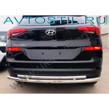 Tucson Защита заднего бампера труба двойная 60/42 мм нержавейка