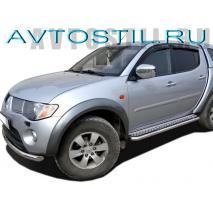 L200 Triton Пороги с накладным листом d60 мм