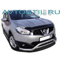 Qashqai 2011 Защита переднего бампера труба двойная волна 60/42 мм нержавейка