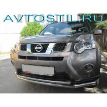X-trail 2011 Передняя защита дуга 60/42 мм труба двойная нержавейка
