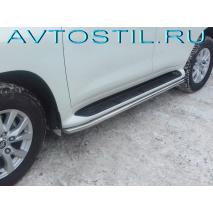 Land Cruiser 200 Защита штатного порога труба 53 мм нержавейка под порог