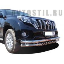 Prado 150 Передняя защита труба тройная с клыками нержавейка