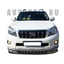 Prado 150 Передняя защита 60/53/42 мм труба двойная с клыками нержавейка