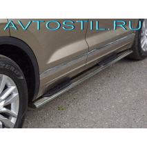 Touareg Пороги овальные с накладкой 120х60 мм нержавейка