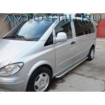 Vito 2003 Пороги труба 53 мм с алюминиевым листом средняя база