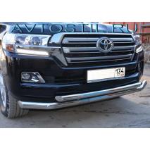 Land Cruiser 200 Защита переднего бампера труба двойная 60/42 мм нержавейка