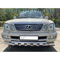 LX 470 Защита переднего бампера труба двойная с перемычками 76/60 мм нержавейка