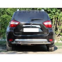 Terrano 2014 Защита заднего бампера труба двойная 60/42 мм нержавейка