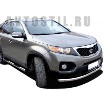 Sorento Боковая защита пороги трубы 76 мм со степами нержавейка