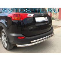 RAV4 Защита заднего бампера труба двойная 60/42 мм нержавейкаа