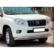 Prado 150 Передняя защита бампера труба двойная 76/60 мм нержавейка
