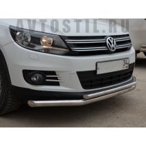 Tiguan 2012 Передняя защита труба двойная 60/42 мм нержавейка