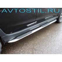 SUBARU XV 2017 Пороги овальные гнутые с накладкой 75х42 мм нержавейка