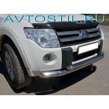 Pajero 4 Передняя защита труба двойная 76/60 мм нержавейка