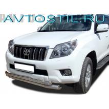 Prado 150 Защита переднего бампера труба двойная 76/60 мм короткая