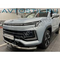 Москвич 3 2022 Защита переднего бампера труба двойная с перемычками 60/42 мм нержавейка