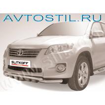 RAV4 Защита переднего бампера d60+d60 с профильной защитой нержавейка G