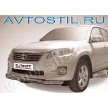 RAV4 Защита переднего бампера труба d76+d60 двойная нержавейка