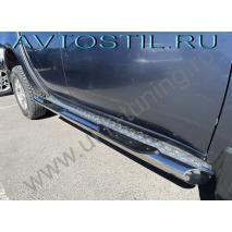 L200 2014 Пороги труба d76 с проступью и алюминевым листом нержавейка
