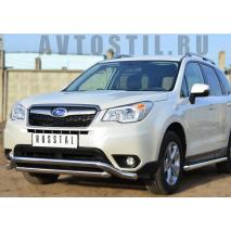 Subaru Forester 2013 Защита переднего бампера d63 волна d60 нержавейка